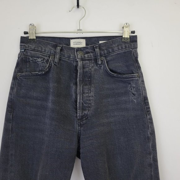 COH Charlotte High Rise Distressed Straight Cropped Destroyed Gray Jean - Picture 3 of 14